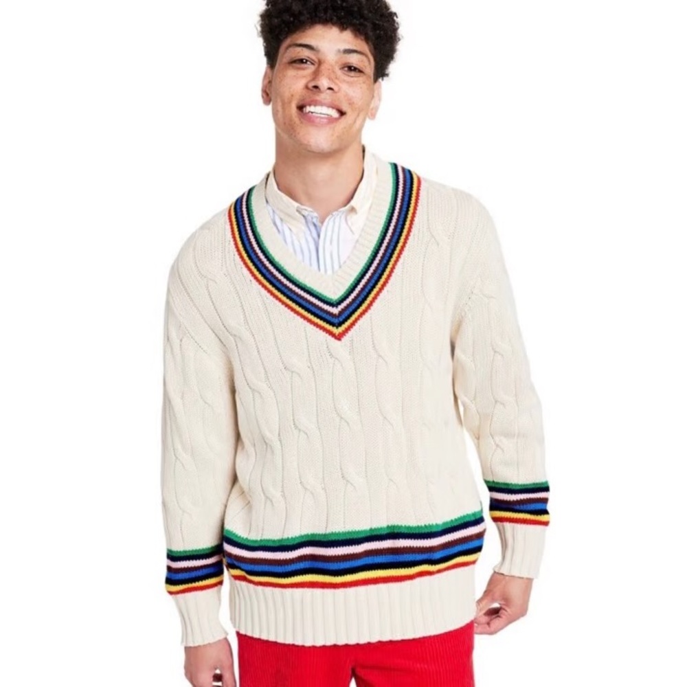 Rowing Blazers x Target Adult Croquet Stripe Cable Knit Sweater - Picture 3 of 10